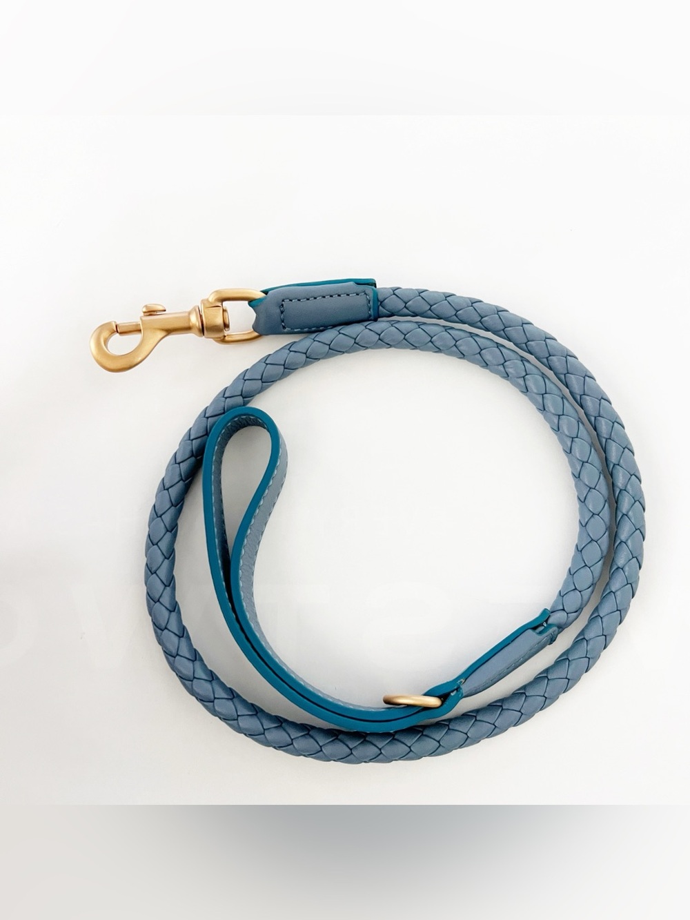 Ferdinando Braided Leather Dog Collar in dusty blue by 2.8 Design for Dogs